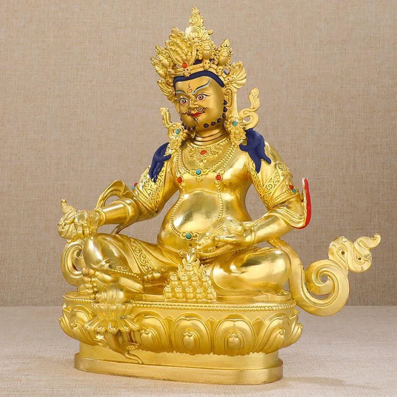 High grade gilding Buddha statue HOME temple effective Tibetan Nepal God of wealth Yellow Jambhala Mammon Buddha