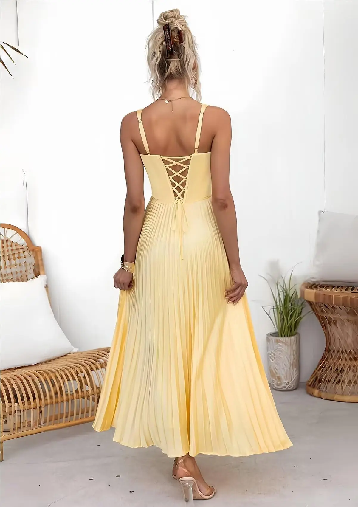 Vestido de dama de honra de cetim plissado com decote em V vestidos maxi sem costas para mulheres