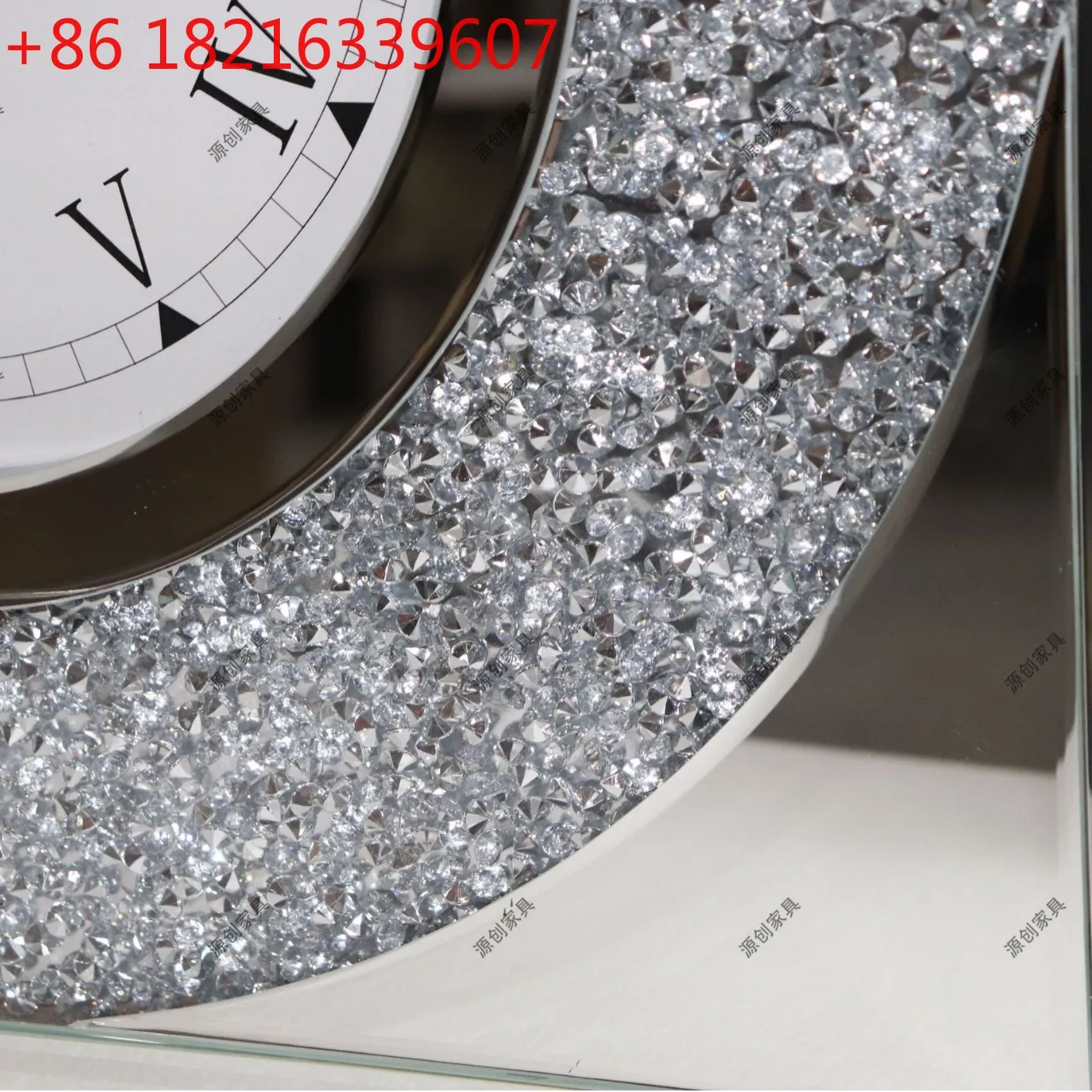 YAO mirror diamond wall clock wall decoration living room glass wall clock silent simple fashion modern solid wood