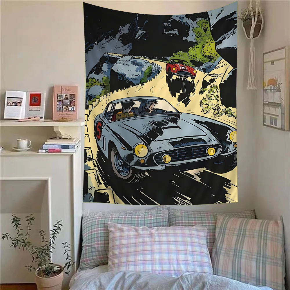 80s Vintage Car DIY Wall Tapestry Hanging Tarot Hippie Wall Rugs Dorm INS Home Decor