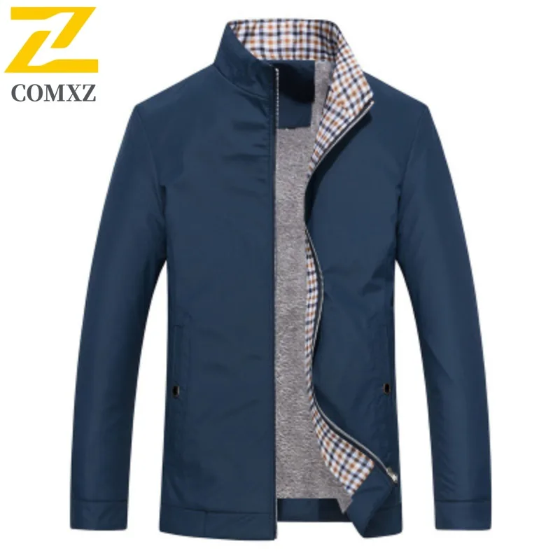 

COMXZ 2025 Men Jackets Plus Size Fleece Lined Warm Windproof Business Handsome Winter Jacket Light Luxury Stand Collar Outerwear
