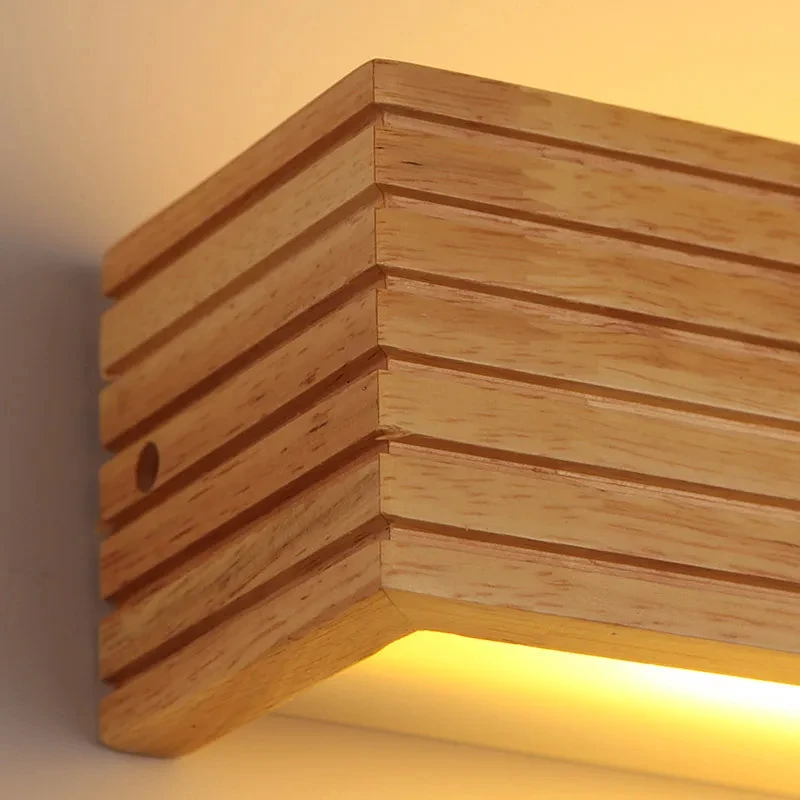 Lámparas de pared LED modernas de madera maciza, iluminación interior para el hogar, sala de estar, pasillo nórdico lineal, decoración de dormitorio, espejo de baño