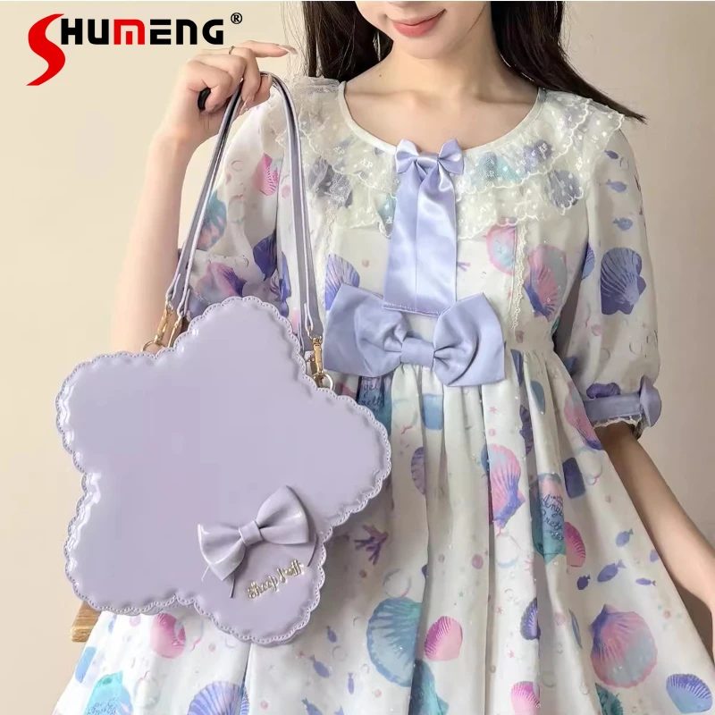 

Оригинальная женская сумка-рюкзак в японском стиле с милым бантом-звездочкой, элегантная, универсальная, повседневная, в стиле кавай лолита, маленькая сумка-тоут