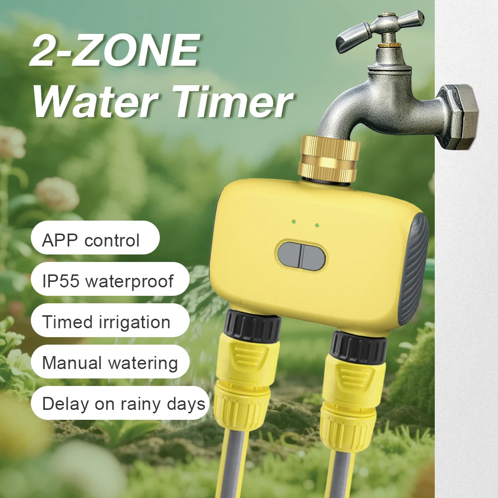 

3/4" 1/2 Zones Bluetooth Irrigation Watering Timer Automatic Irrigation Timer Smart Watering System Work with Alexa Google