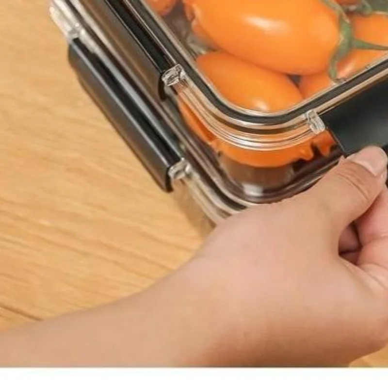 Clear PET Crisper Box Leak-Proof Food Storage Container With Snap Locks & Silicone Seal For Fridge, Fruit, Bento & Meal Prep