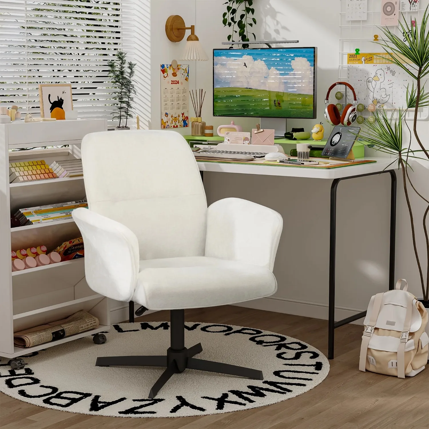 

Casa Criss Cross Swivel Office Chair, Padded Fabric Seat Task Computer Chair for Workstation