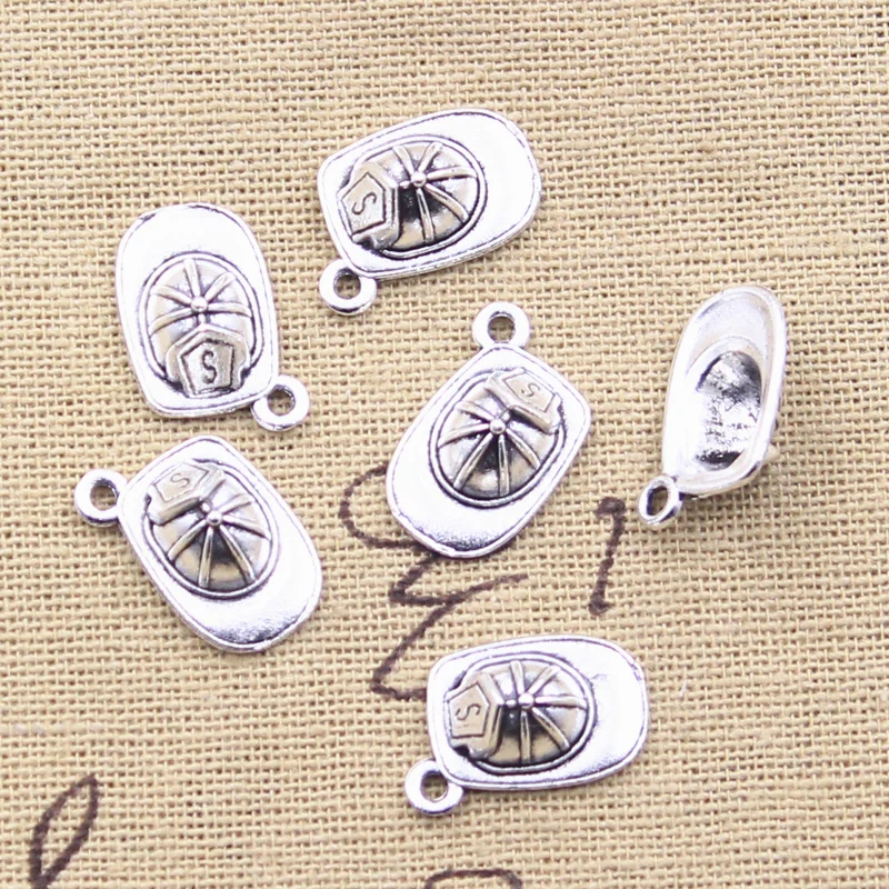30 sztuk Charms czapka pod kask Cap 17x11x6mm Antique srebrny kolor wisiorki DIY rzemiosło dokonywanie ustalenia Handmade tybetański biżuteria
