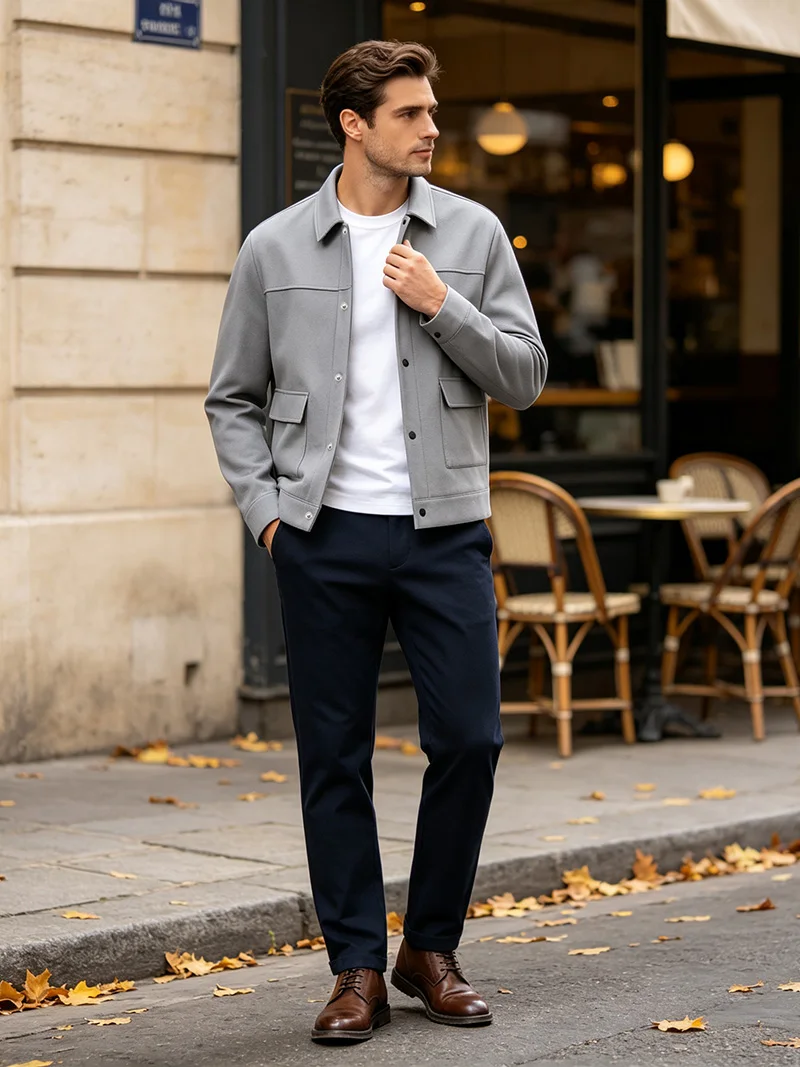 Herren Kurzarm-Hemdjacke mit Bürstenfutter, Langarm, Druckknöpfe, Lockerer Schnitt, Weich, Warm, Lässige Oberbekleidung für den Alltag, Herbst und Winter – Detail 14