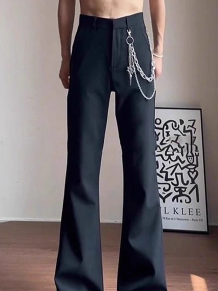Men's Spring Summer Slight Flare Dress Pants Premium High Street Drape Casual Trousers