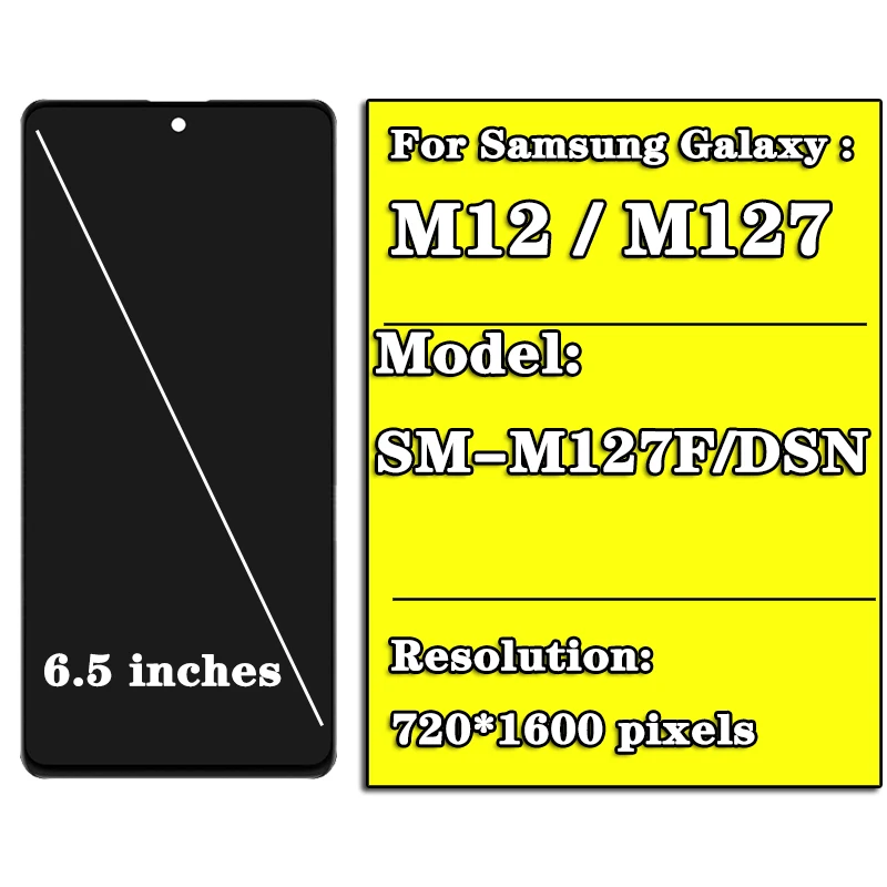 6.5 "wyświetlacz M12 dla Samsung Galaxy M12 M127 wyświetlacz LCD ekran dotykowy Digitizer SM-M127F/DSN dla Samsung M12 A12 A125F LCD