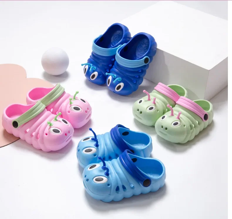 Children Garden Shoes Cute Cartoon Caterpillar Beach Sandals Babies Summer Slippers High Quality Kids Baby Slippers