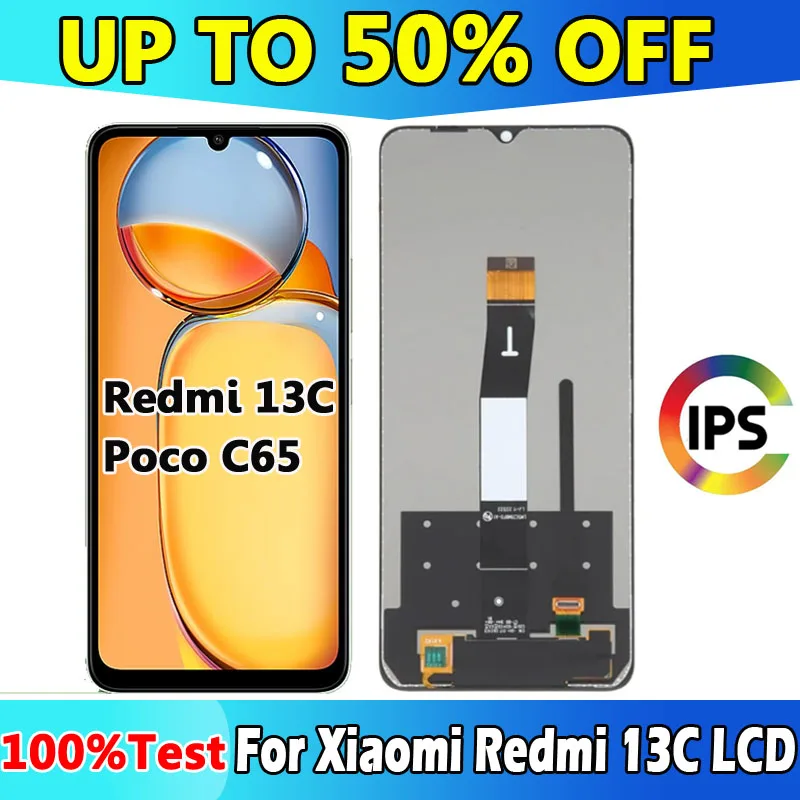 

6.74" For Xiaomi Redmi 13C 23100RN82L LCD Display Touch Screen With Frame Digiziter Assembly For Poco C65 LCD Screen Replacement