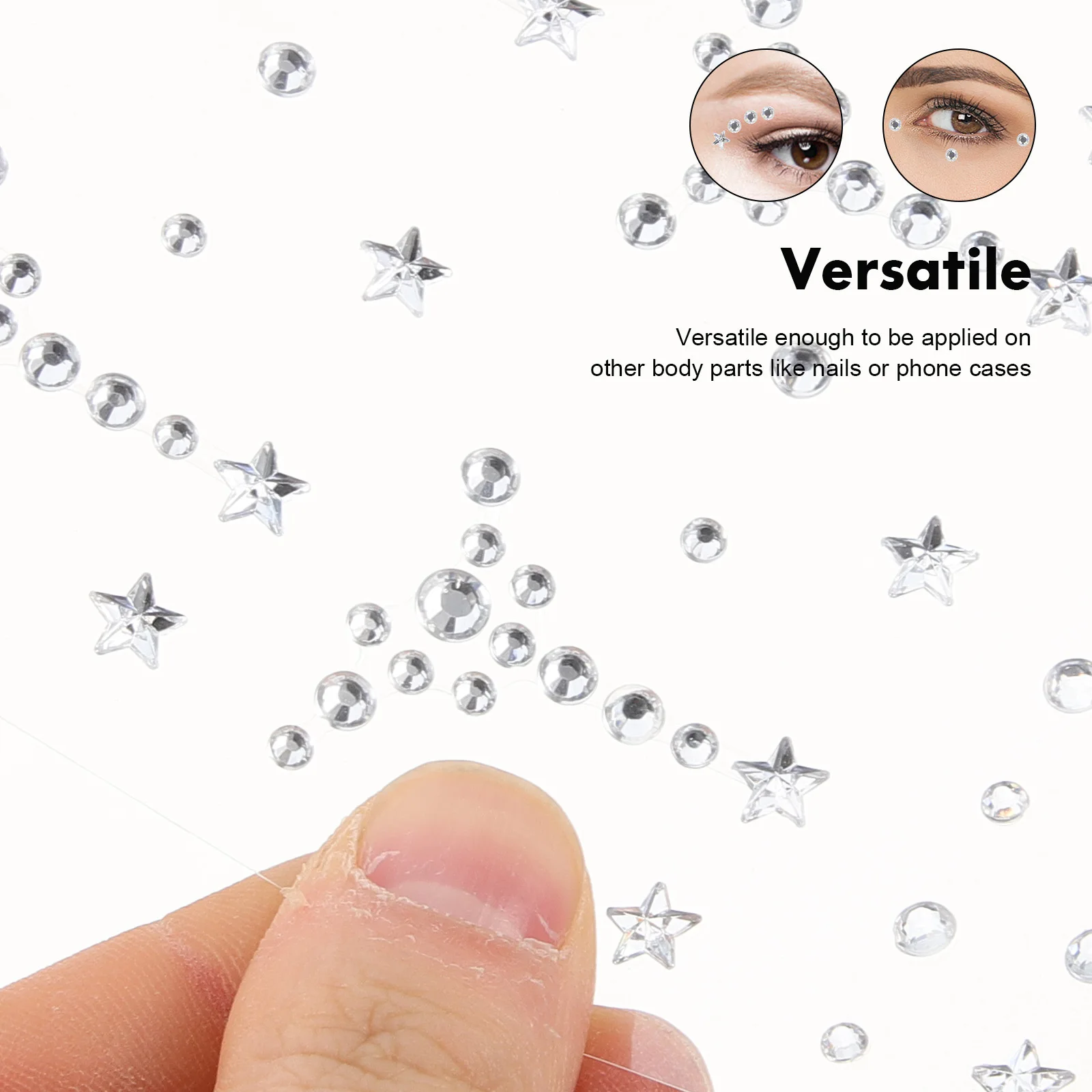 CLISPEED Reusable Face Gems Rhinestone Sticker Kit for Festival Makeup Nail Hair Glitter Art Beauty Accessory Aesthetic Glow