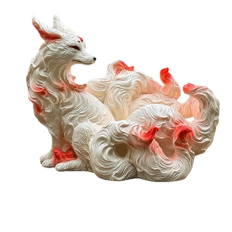 Nine Tailed Fox Statue Small Spirit Fox Buddha Hall Home Decor Desktop Ornament Gift - Crafted Sculpture For Birthday