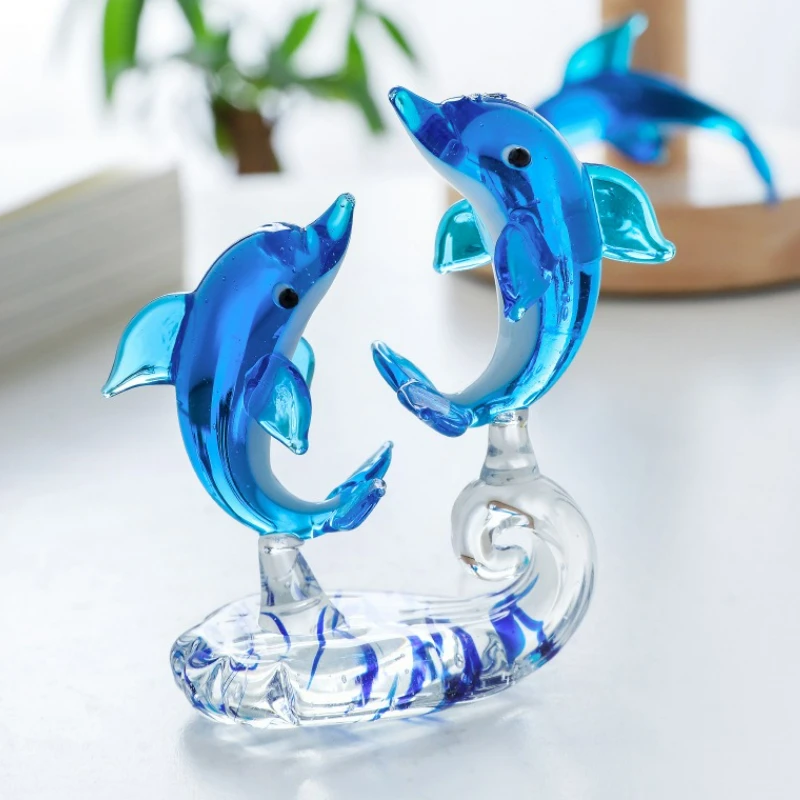 

Creative Decoration Cute Little Dolphin Transparent Glass Dolphin Animal Ornament Desktop Household Decorative Accessories New