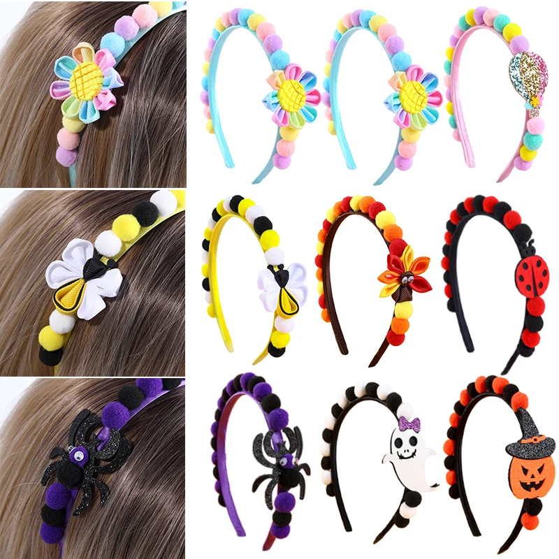 

Oaoleer Halloween Baby Girls Hairbands Cute Spider Turkey Pumpkin Headbands Children Cosplay Headwear Party Hair Accessories