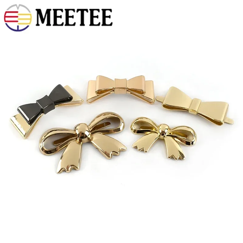 10Pcs Bowknot Metal Buckles Shoes Decorative Clasps Bag Clothes Leather Luggage Label Tags DIY Sewing Hardware Craft Accessories