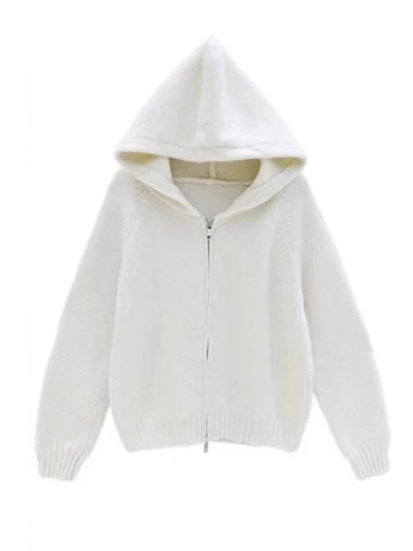 대형 사이즈 지퍼 후드 니트 스웨터 여성 봄 가을 이너웨어 슬림핏 다용도 루즈 아우터웨어 탑