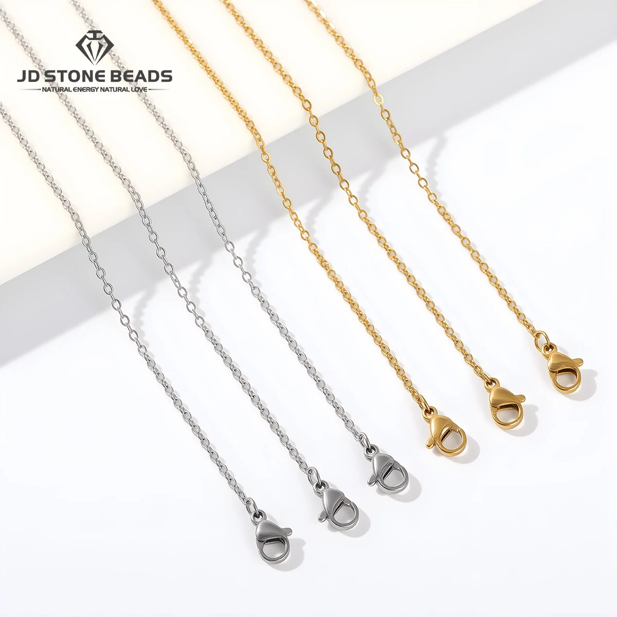 

5Pcs/lot Gold Silver Stainless Steel O Link Chain Necklace Chains for Jewelry Making Diy Lobster Clasps Chain Accessory Finding