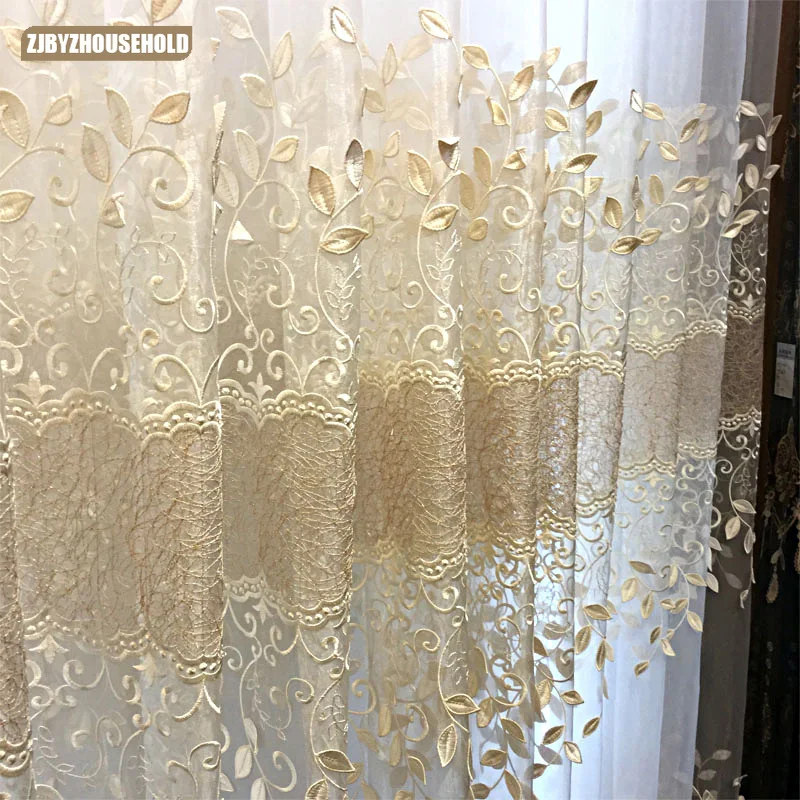 Curtains Tulles for Living Dining Room Bedroom  European Window Sheer Yarn Door Transparent Embroidery High Grade