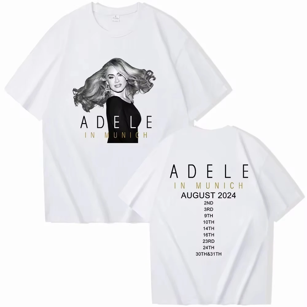 Popular Short Sleeve Adele Munich Tour August 2024 Printed Men Cotton T-shirt O Neck Loose Short Sleeve Oversizse Unisex T-shirt