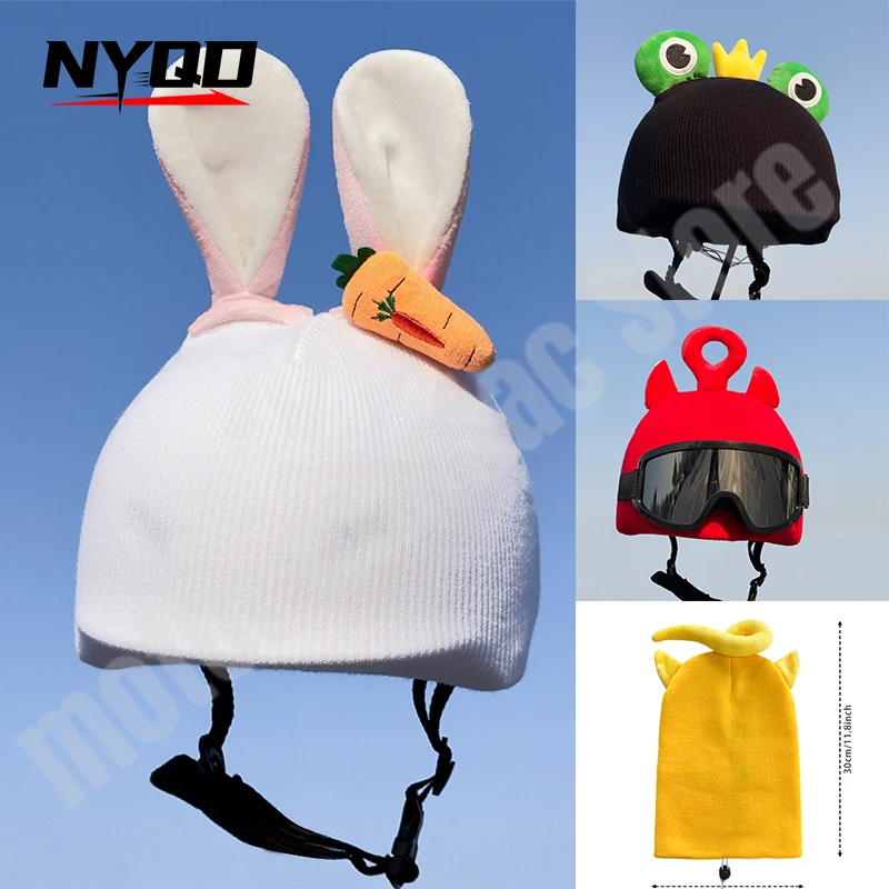 

Чехол для лыжного шлема для женщин и мужчин, чехлы для зимнего шлема, мультяшный однобортный двойной вязаный милый чехол для параплана