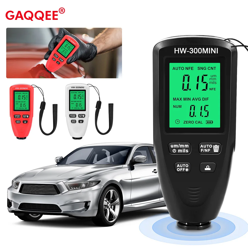 0-2000um Coating Thickness Gauge Digital Car Paint Film Thickness Tester Metal Plating Width Measuring Instrument Tool HW-300PRO