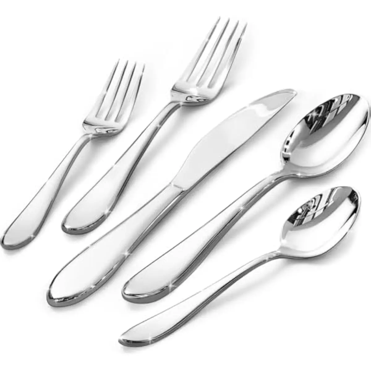 40-piece stainless flatware collection for 8 persons featuring dinner knives forks spoons salad forks teaspoons in durable 18/10