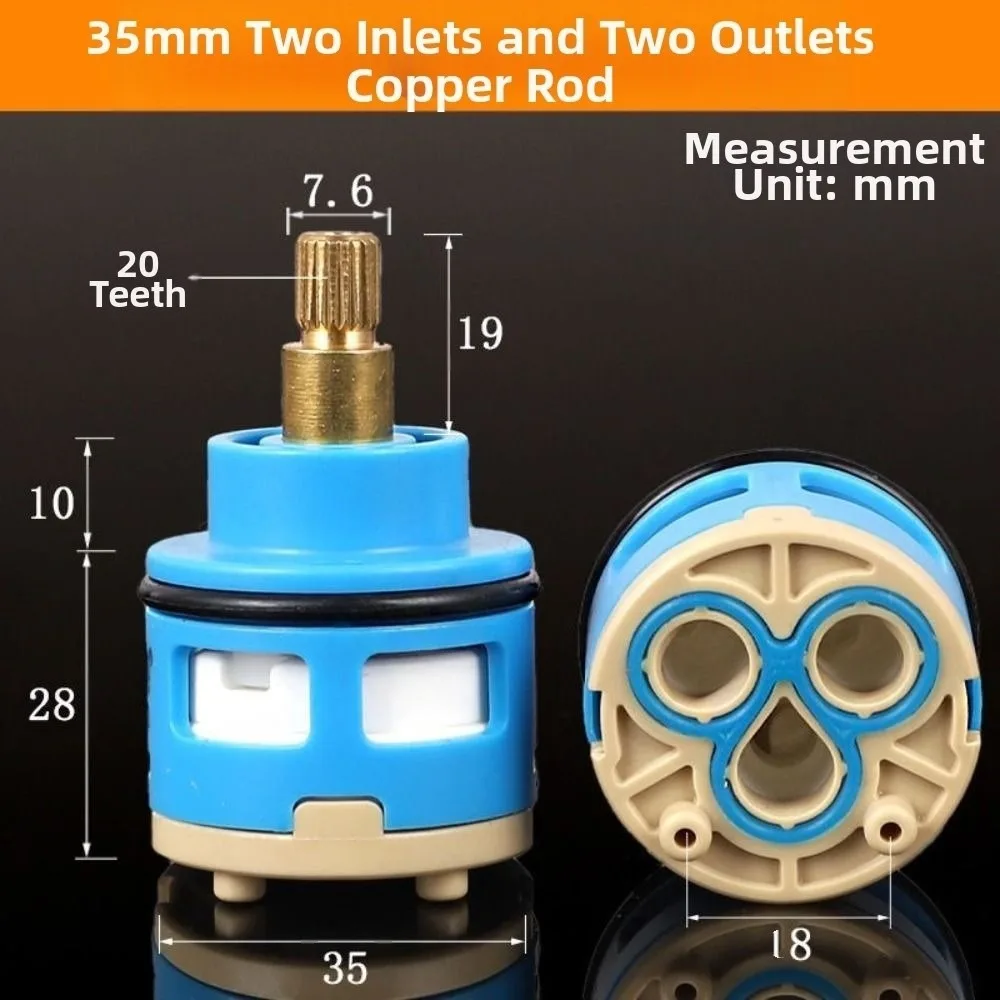 

35mm Size Faucet Valve Core 2 Way Watersaving Faucet Cartridge Hot/Cold Water Leak Proof Replacement Valve Vegetable Basin