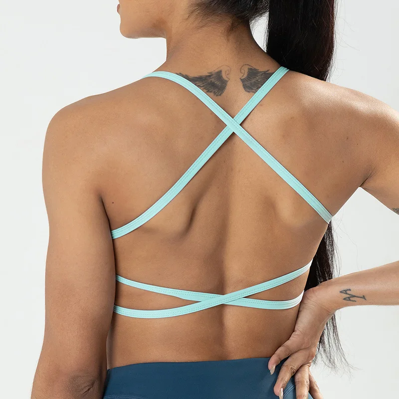 Nahtlose weibliche Unterwäsche U-Ausschnitt Hals offener Rücken Yoga-BH Sport Push-up sexy BHs Fitness studio Laufen Frauen Crop Tops