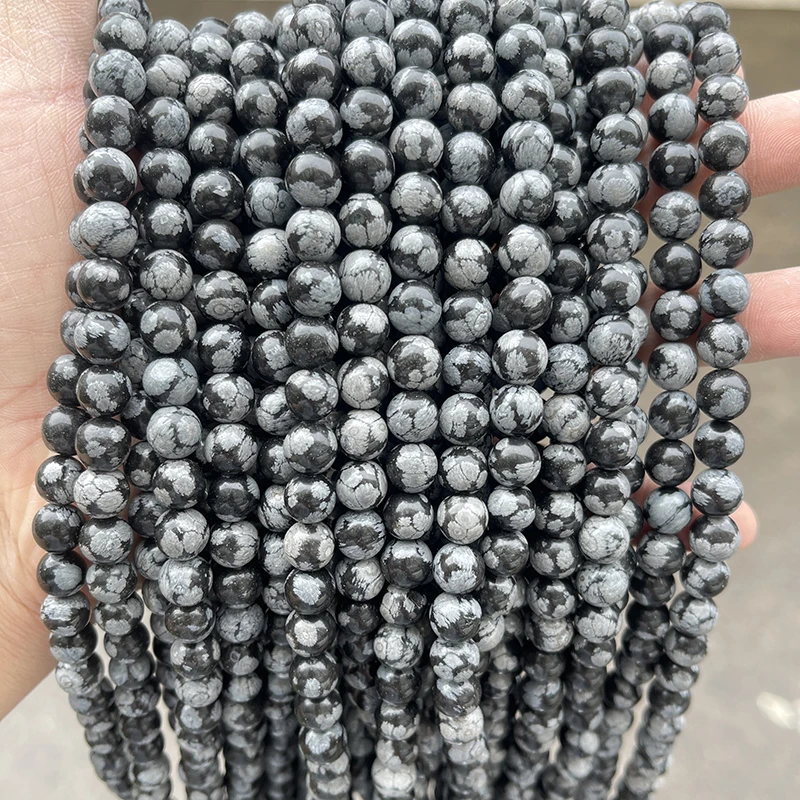 4 6 8 10mm Natural Snowflake Obsidian Stone Beads Round Loose Beads For Jewelry Making Diy Bracelet Necklace Accessory 15