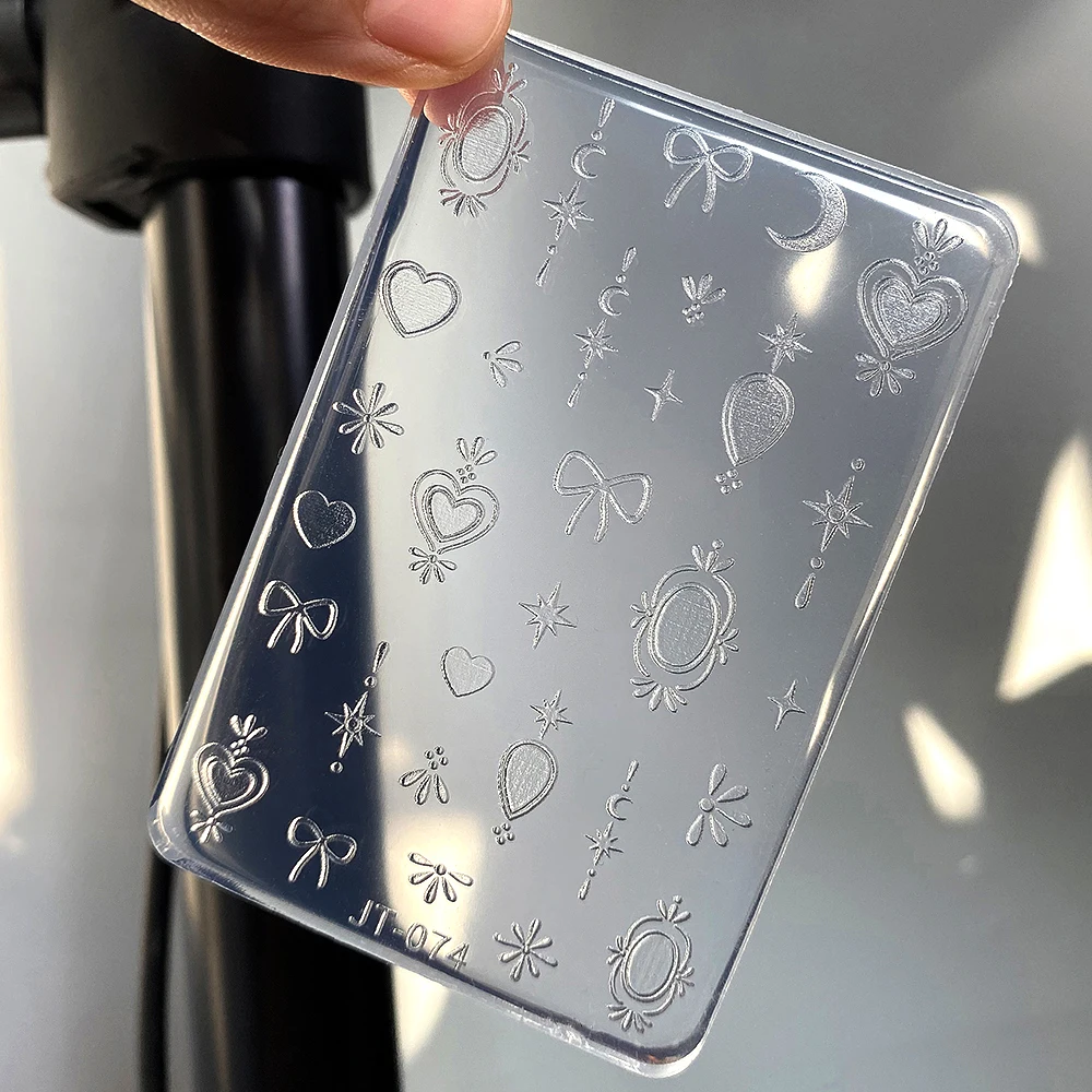 1 pz Wink Hello Kitty Silicone Nail Art Stamping 3D Bowknot Starburst Riutilizzabile Stampa per unghie Stencil Morbido Gel Polish Nail Mold