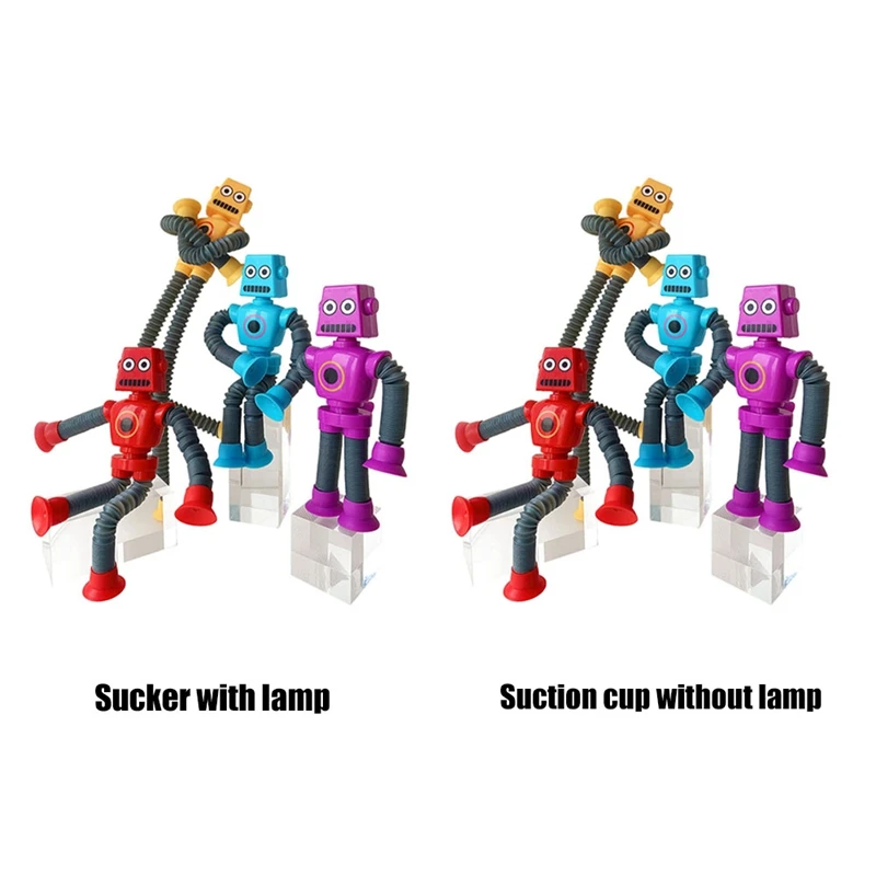 

4PCS Telescopic Suction Cup Robot Toy Parent-Child Interactive Decompression Toy With Light