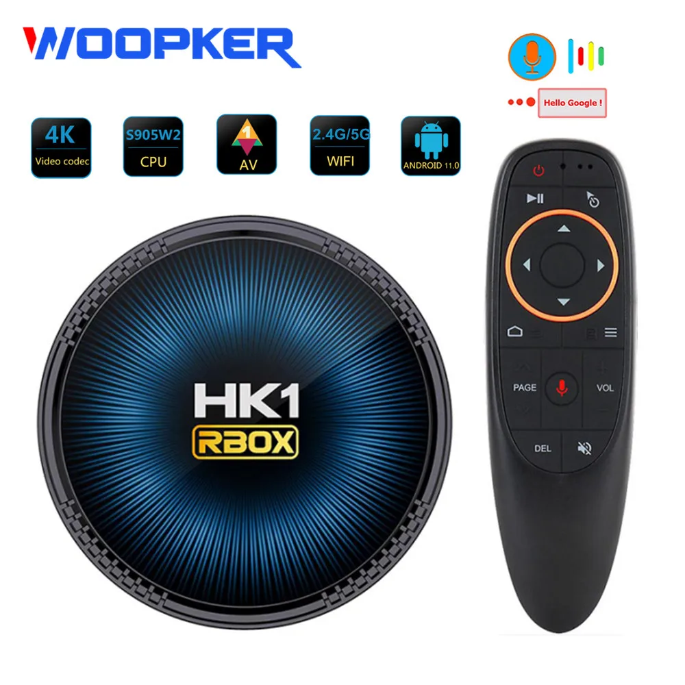 

Woopker Android 11 TV Box HK1RBOX Amlogic S905W2 4K Media Player Dual Wifi BT4.1 3D AV1 32GB 64GB Fast Tv Receiver Set Top Box