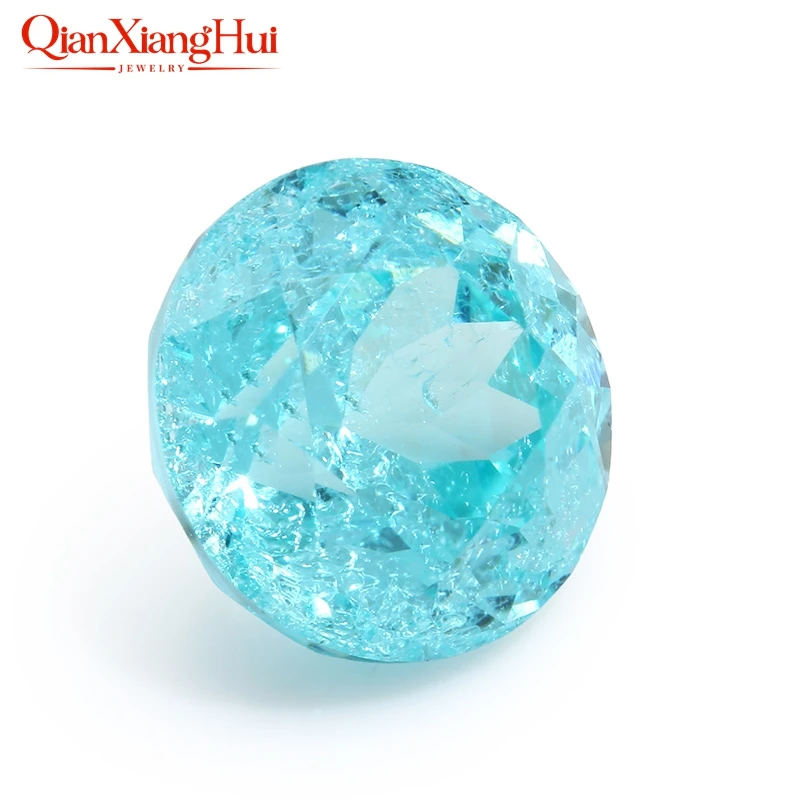 Round Shape Neon Blue Color Paraiba Lab-Grown Yttrium Aluminum Garnet with Inclusions Neon-Like Gem Stone Jewelry YAG