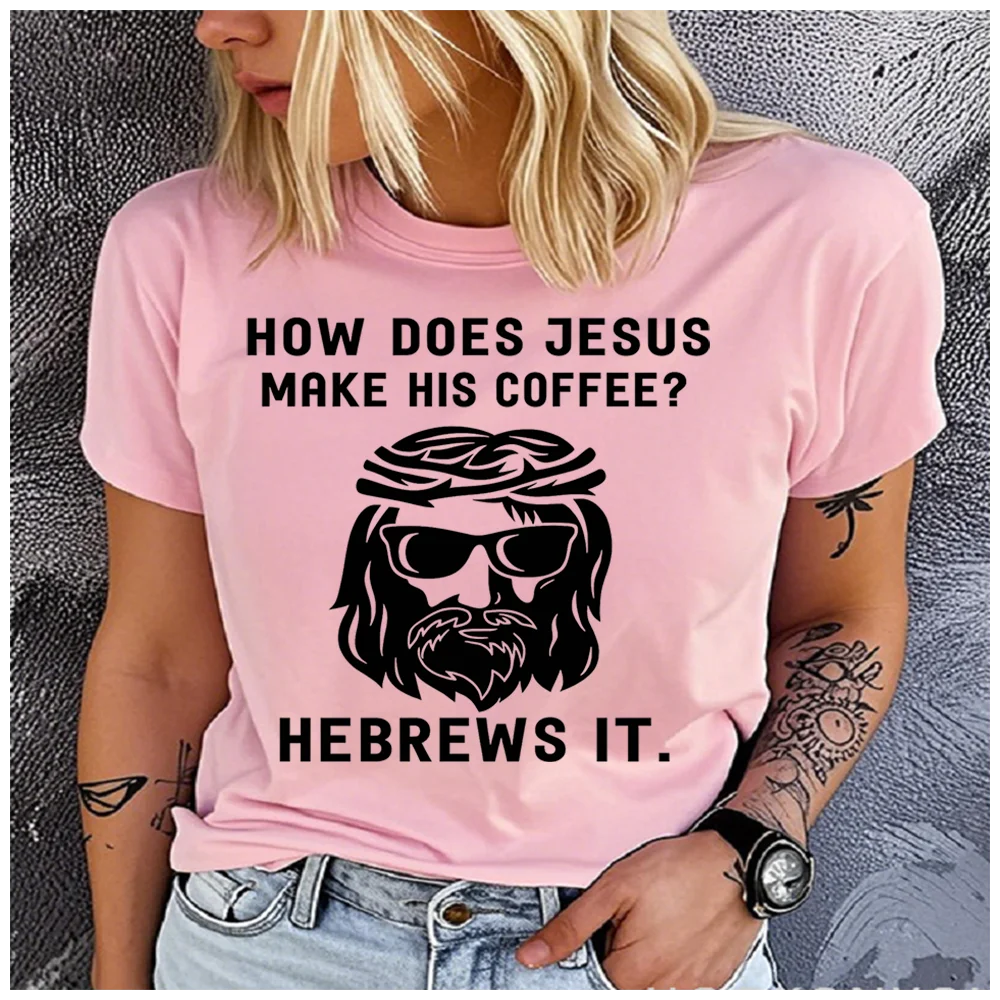 

Unisex 100% Cotton Funny Religious Pun Print Loose round Neck Short Sleeve Fashion Summer Top