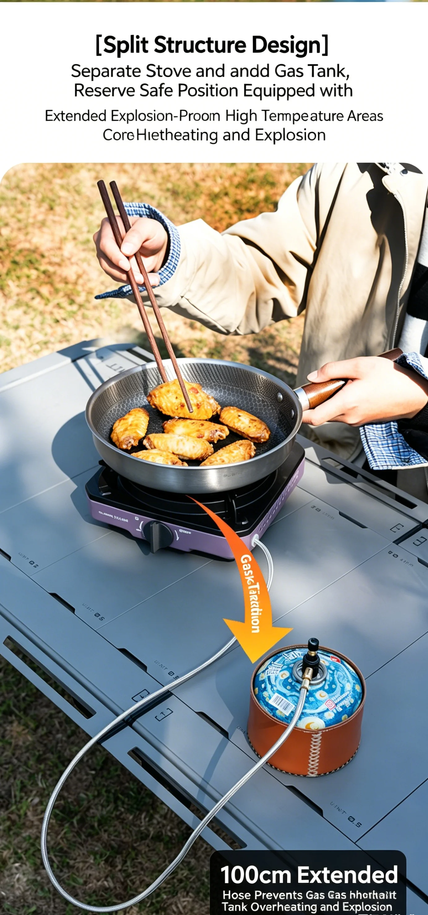 8000W Infrared Gas Stove Portable Split Burner Windproof Camping Cooker Steel Body Tea Boiling Outdoor Cooking Equipment