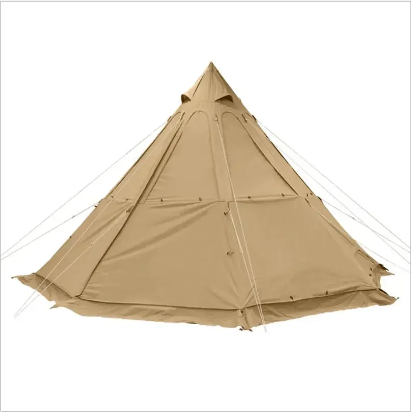 

Indian Style Rainstorm-Proof Pyramid Tent Outdoor Camping Waterproof Cotton Canvas Yurt Tent Aluminum Poles Single Double Layers