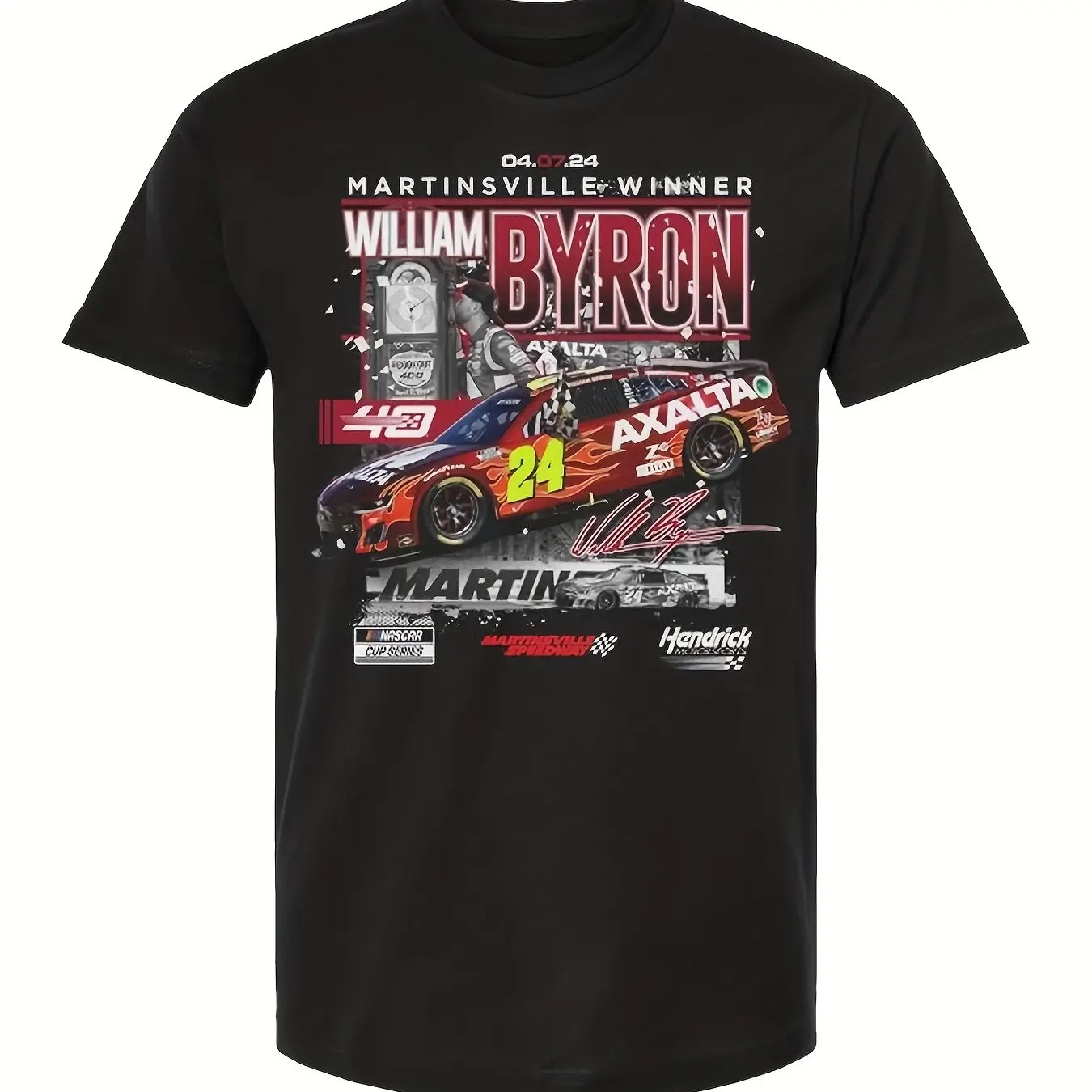 

Men's William Byron NASCAR 2024 Cook Out 400 Martinsville Winner Commemorative T-Shirt 220g Heavyweight Cotton Retro Vintage