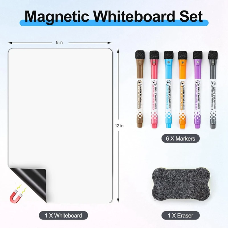 4 PCS Fridge, Wall Magnet Small Whiteboard Stain Resistant Technology, 12 X 8 Inches