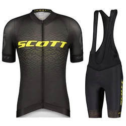 SCOTT Road Bike Jersey Set Men's Cycling Clothing Summer MTB Team Clothes Short Sleeve Uniform Triathlon Skinsuit Ropa De Hombre