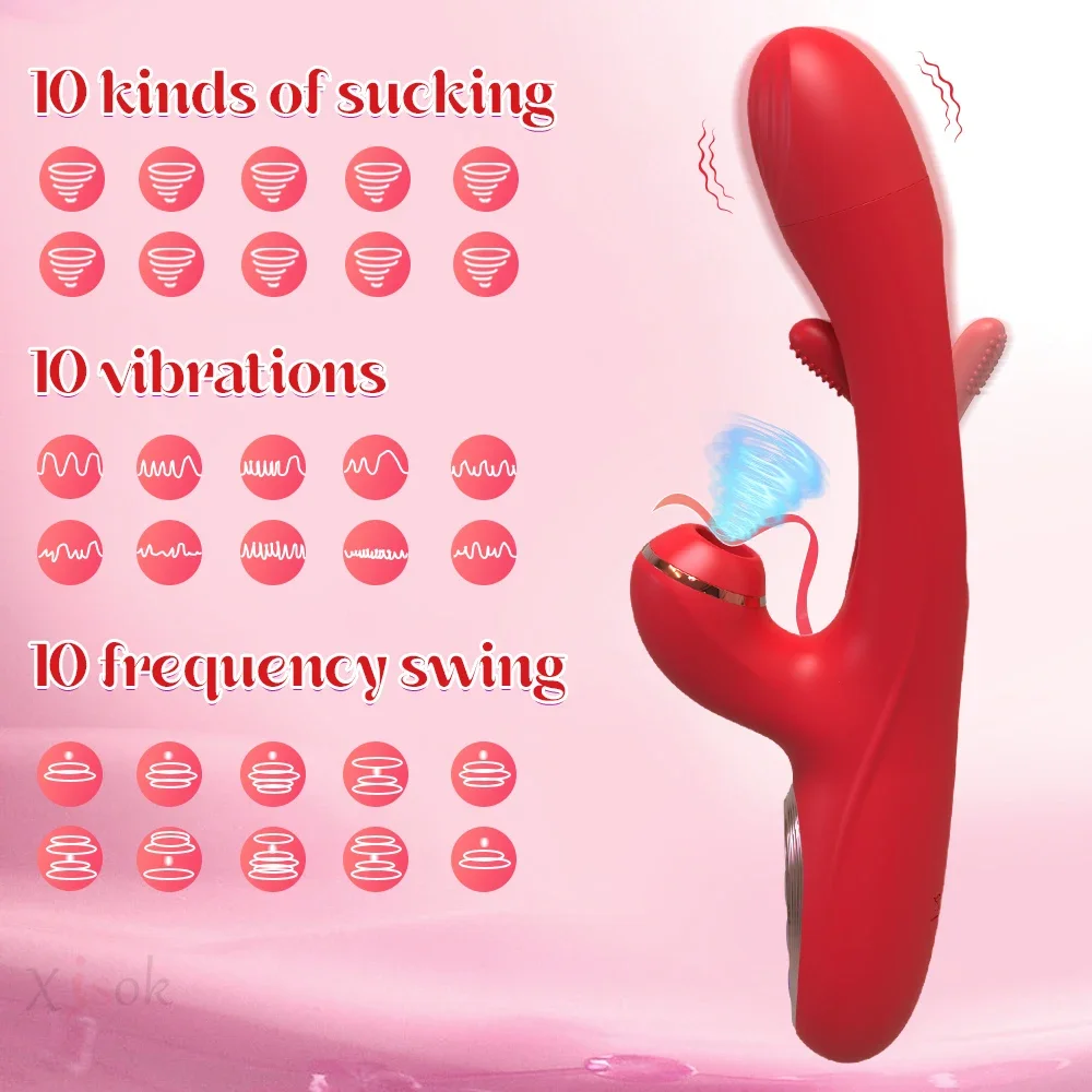 3 in 1 Sucking Tapping G Spot Vibrator Dildo Sex Toys for Women Adults Flapping Vibrators Vibration Clitoral Nipple Stimulation