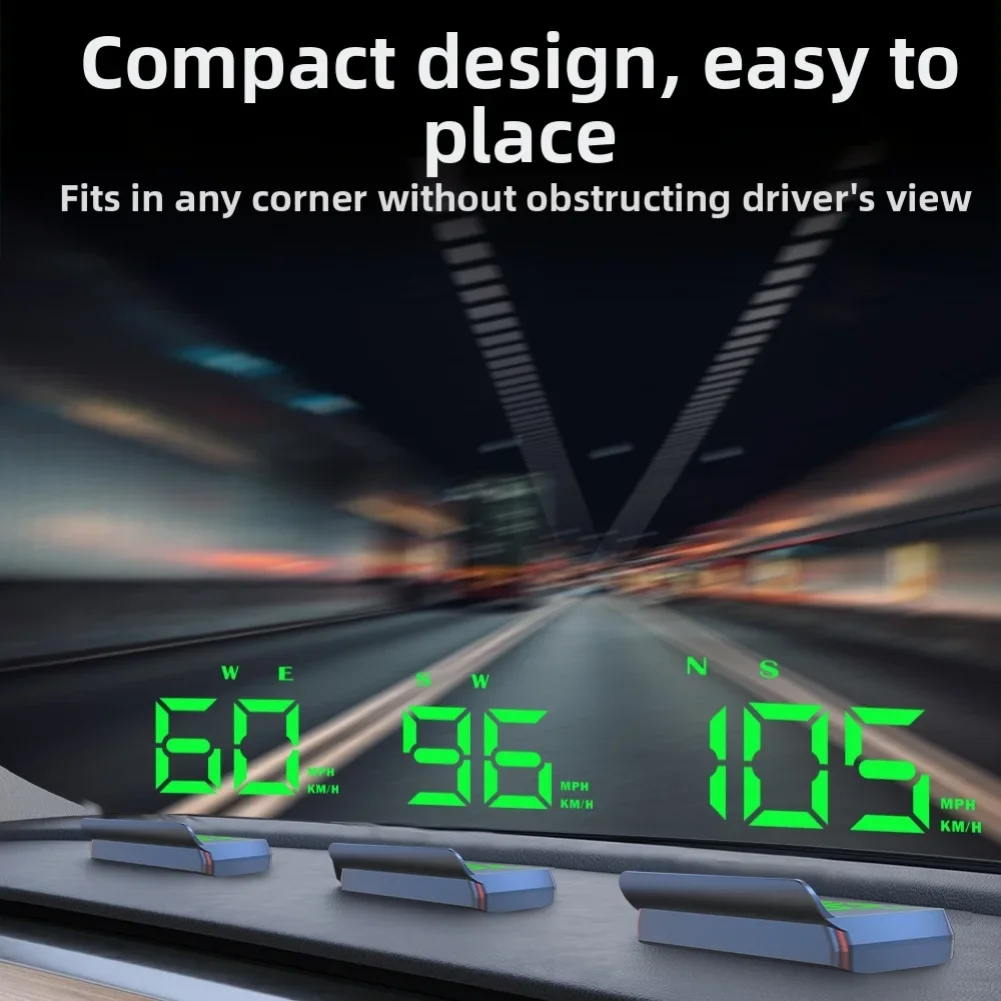 GPS HUD Head Up Display Digital Speedometer With 3 Inch Screen Dual Core Processor And Overspeed Flashing Alarm For Vehicles