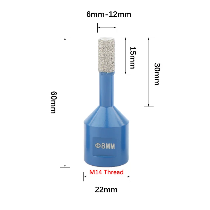 Imagem -02 - Brocas Secas Soldadas Kit M14 Thread Broca de Diamante Buraco Saw Grupo Azulejo Cerâmico Granito Mármore Ferramentas Abridor de Furos Pcs Pcs Pcs Pcs Peças 12