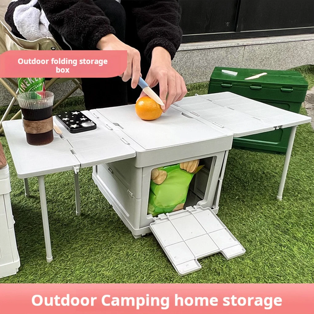 Portable Multifunctional Folding Table Storage Box Outdoor Lightweight Hand Pull Carts For Camping Travel Picnic