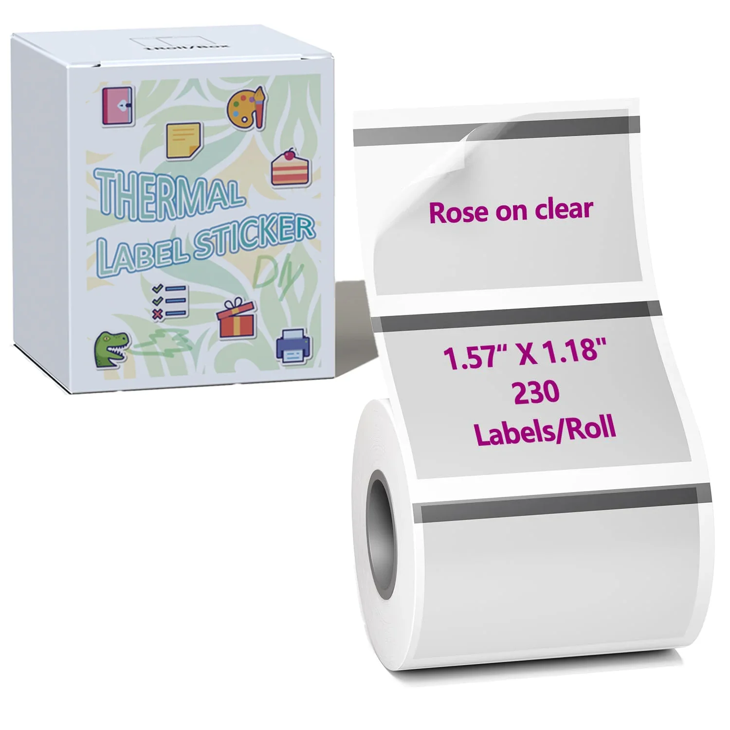 Transparent Rectangle Labels Pink on Clear 1.57