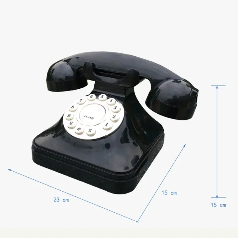 Vintage Landline Phone Retro Landline Corded Telephone Push Button Dialing Desk Telephone for Home Office Decoration -Black