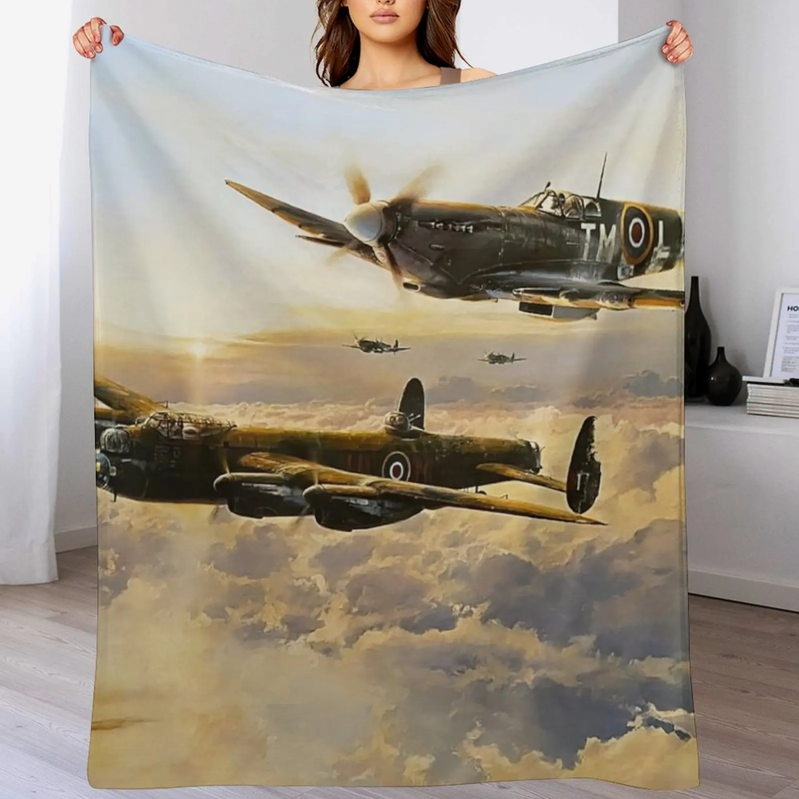 

Spitfire Lancaster Escort Throw Blanket funny gift Large Blankets