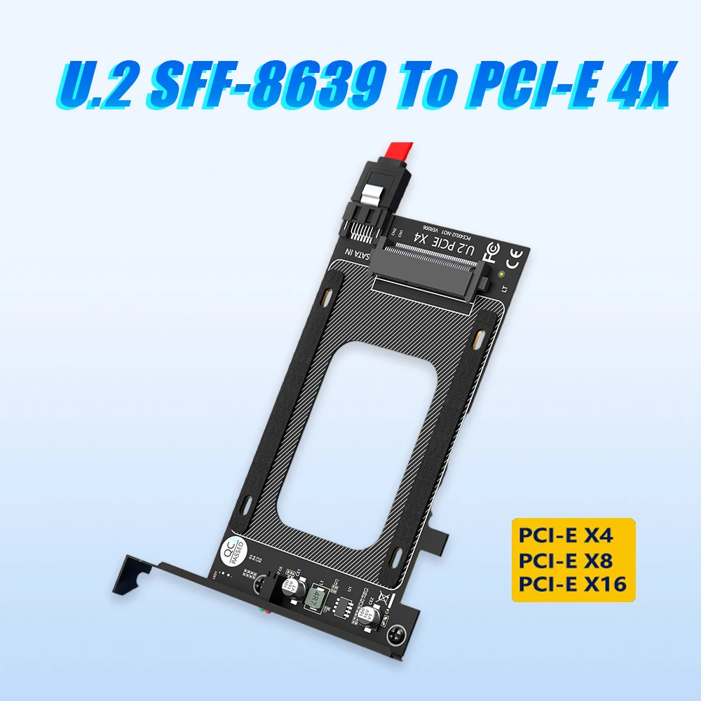 

U.2 SFF-8639 SATA To PCI-E X4 X8 X16 Adapter Expansion Card Hard Drive Adapter Card for High-speed Hollowed-out Heat Dissipation