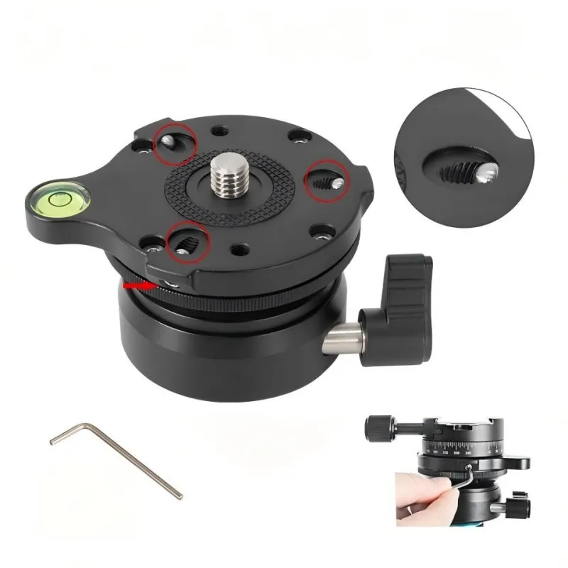 DY60N Camera Horizontal Adjustment Platform Aluminum Alloy Hemispherical Adjustable Base ±15% Vertical Fine 360° Rotation